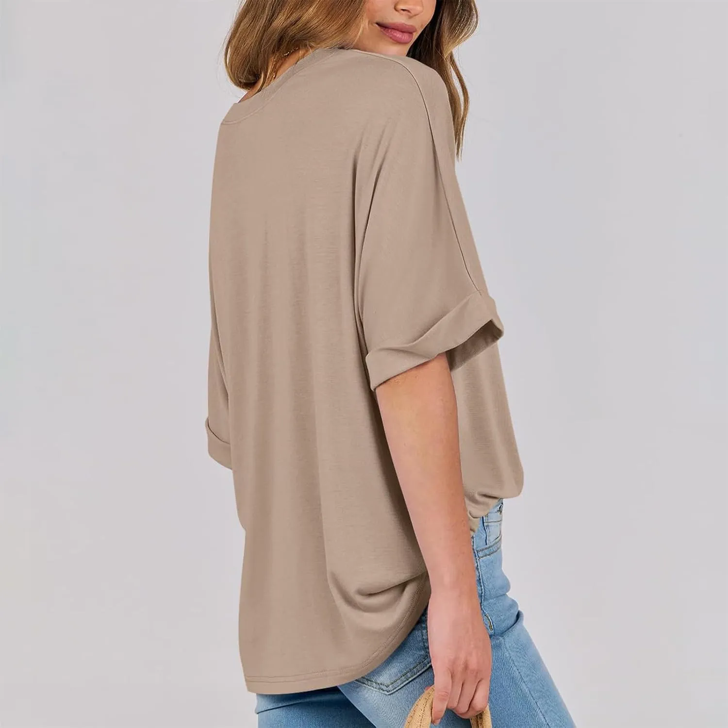 Oversized Tshirts for Women,2024 Summer Trendy Striped Short Sleeve Shirts,Casual Crewneck Daily Workout Tops