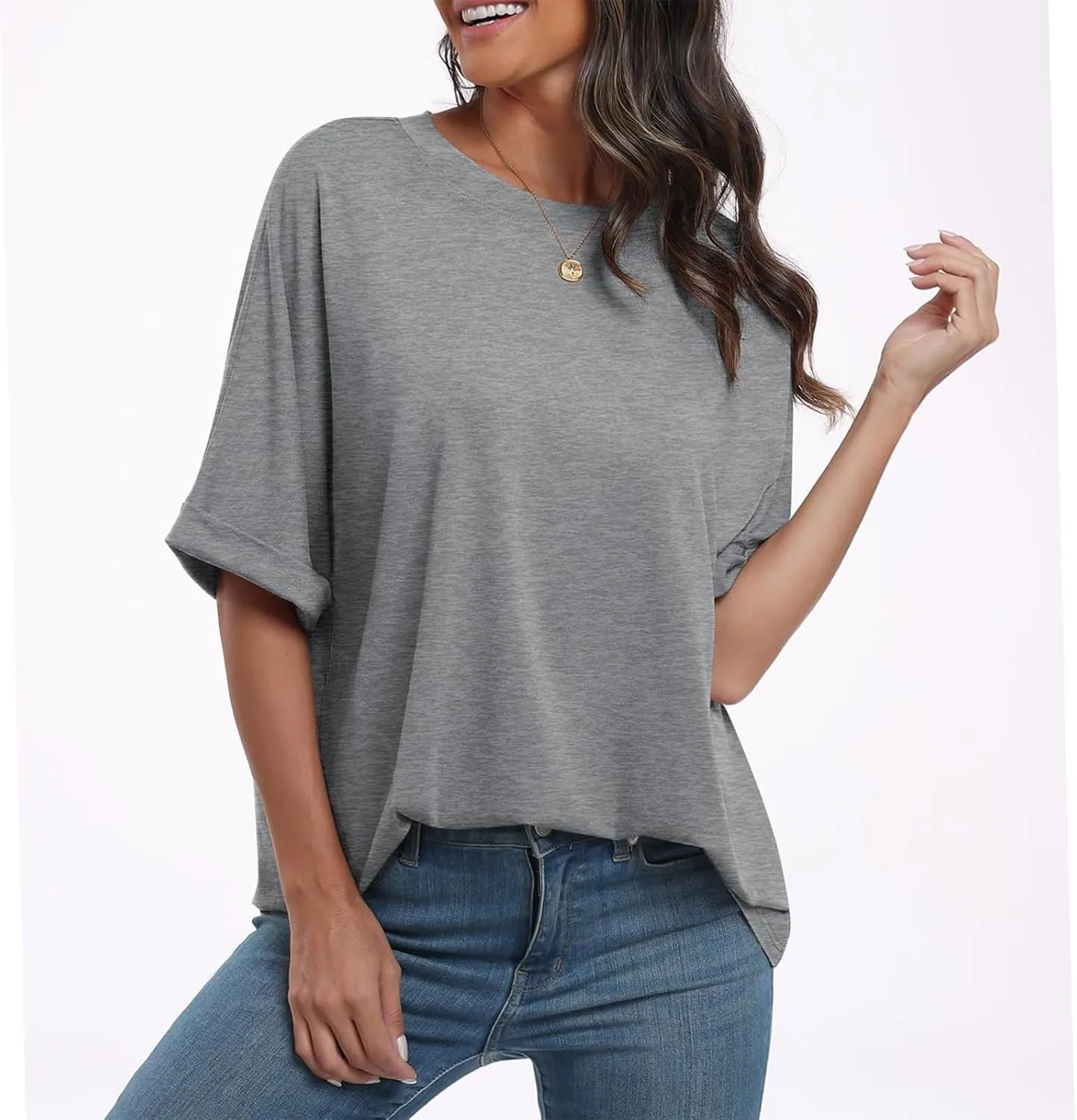 Oversized Tshirts for Women,2024 Summer Trendy Striped Short Sleeve Shirts,Casual Crewneck Daily Workout Tops