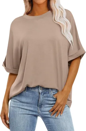 Oversized Tshirts for Women,2024 Summer Trendy Striped Short Sleeve Shirts,Casual Crewneck Daily Workout Tops