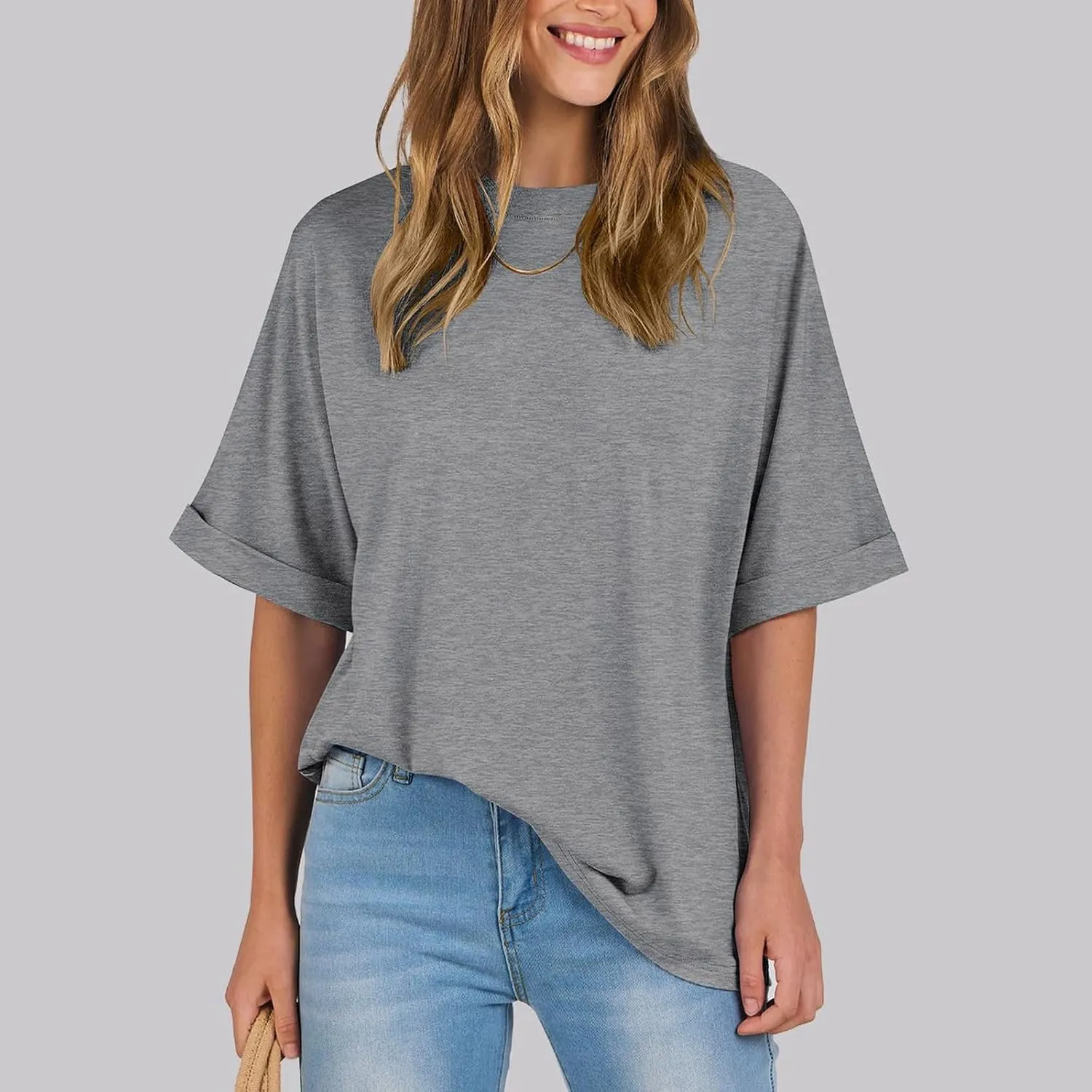 Oversized Tshirts for Women,2024 Summer Trendy Striped Short Sleeve Shirts,Casual Crewneck Daily Workout Tops