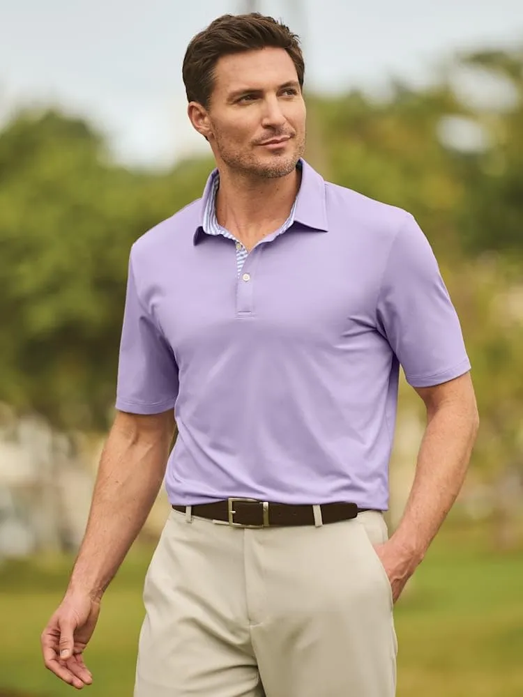 Paul Fredrick Men's Performance Blend Three Button Polo
