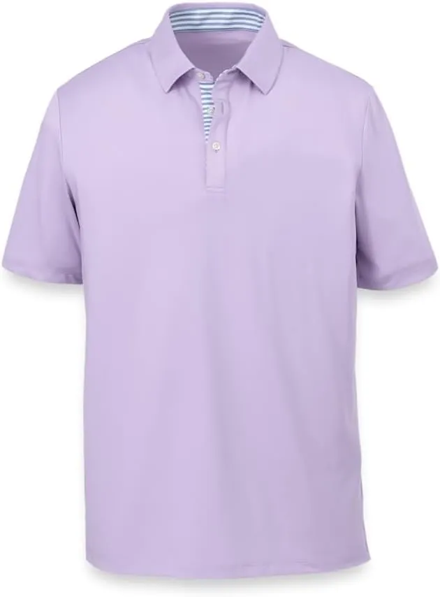 Paul Fredrick Men's Performance Blend Three Button Polo
