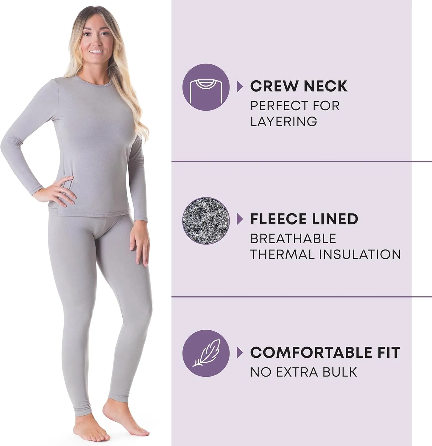 Rocky Thermal Underwear for Women, Long Johns Fleece Lined Set, Shirt & Pants, Base Layer w/Leggings/Bottoms Ski/Extreme Cold