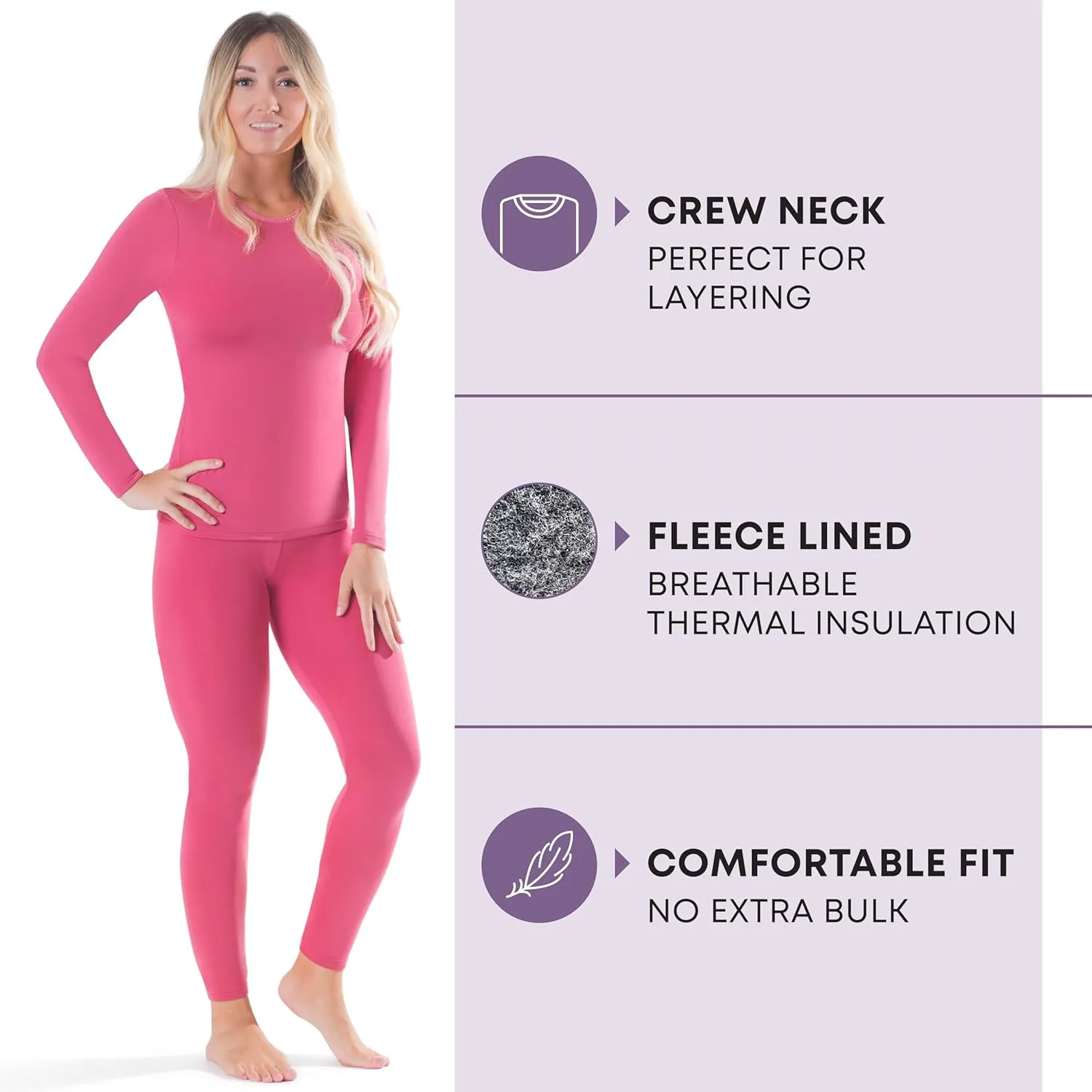 Rocky Thermal Underwear for Women, Long Johns Fleece Lined Set, Shirt & Pants, Base Layer w/Leggings/Bottoms Ski/Extreme Cold