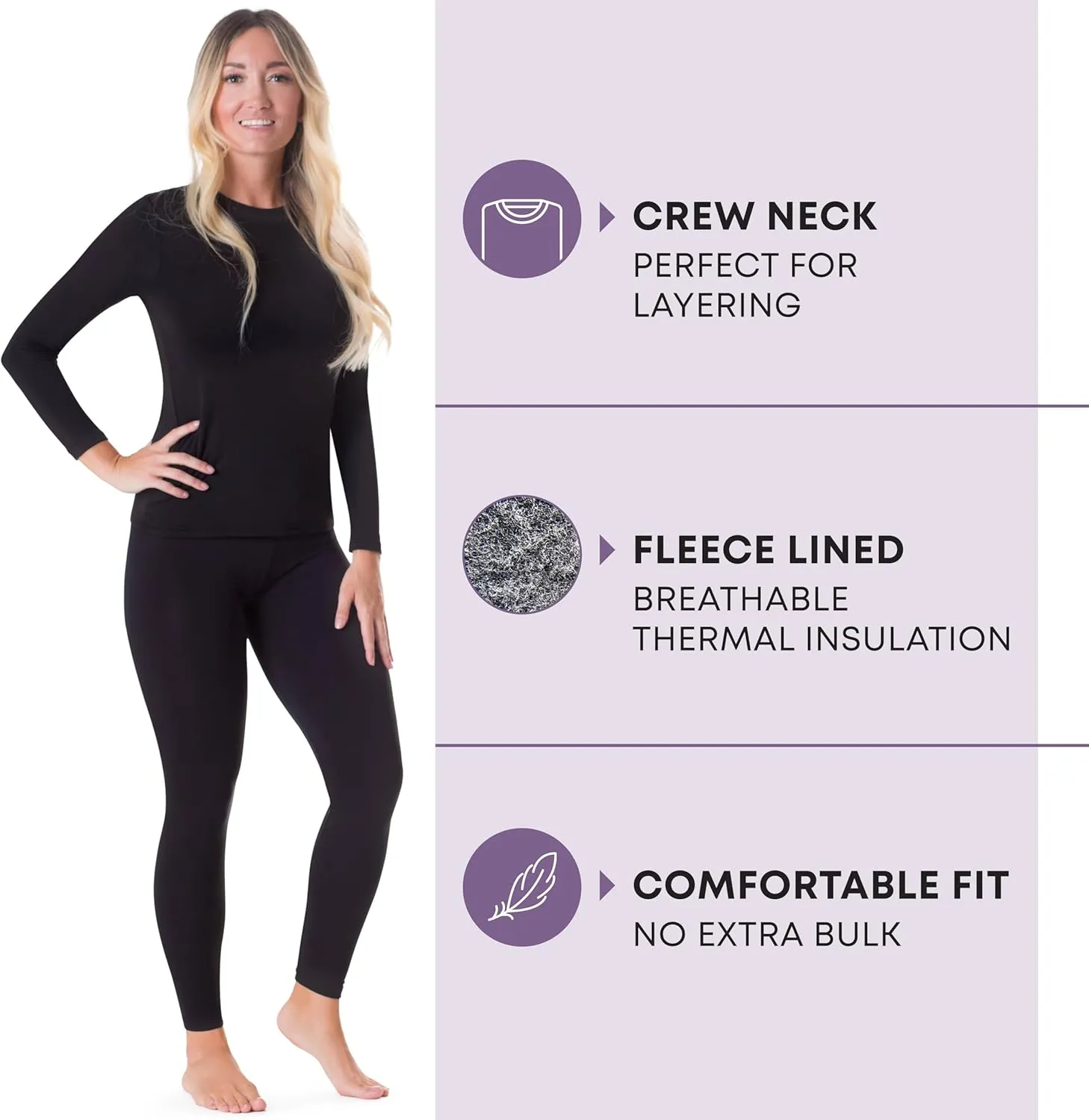 Rocky Thermal Underwear for Women, Long Johns Fleece Lined Set, Shirt & Pants, Base Layer w/Leggings/Bottoms Ski/Extreme Cold