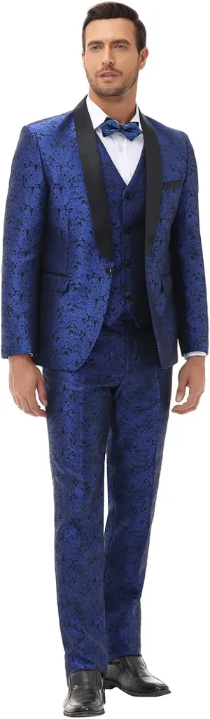 Rogers & Morris Tuxedo Suits for Men Regular fit 3 Piece Pasiley Floral Patterm Homecoming Outfits