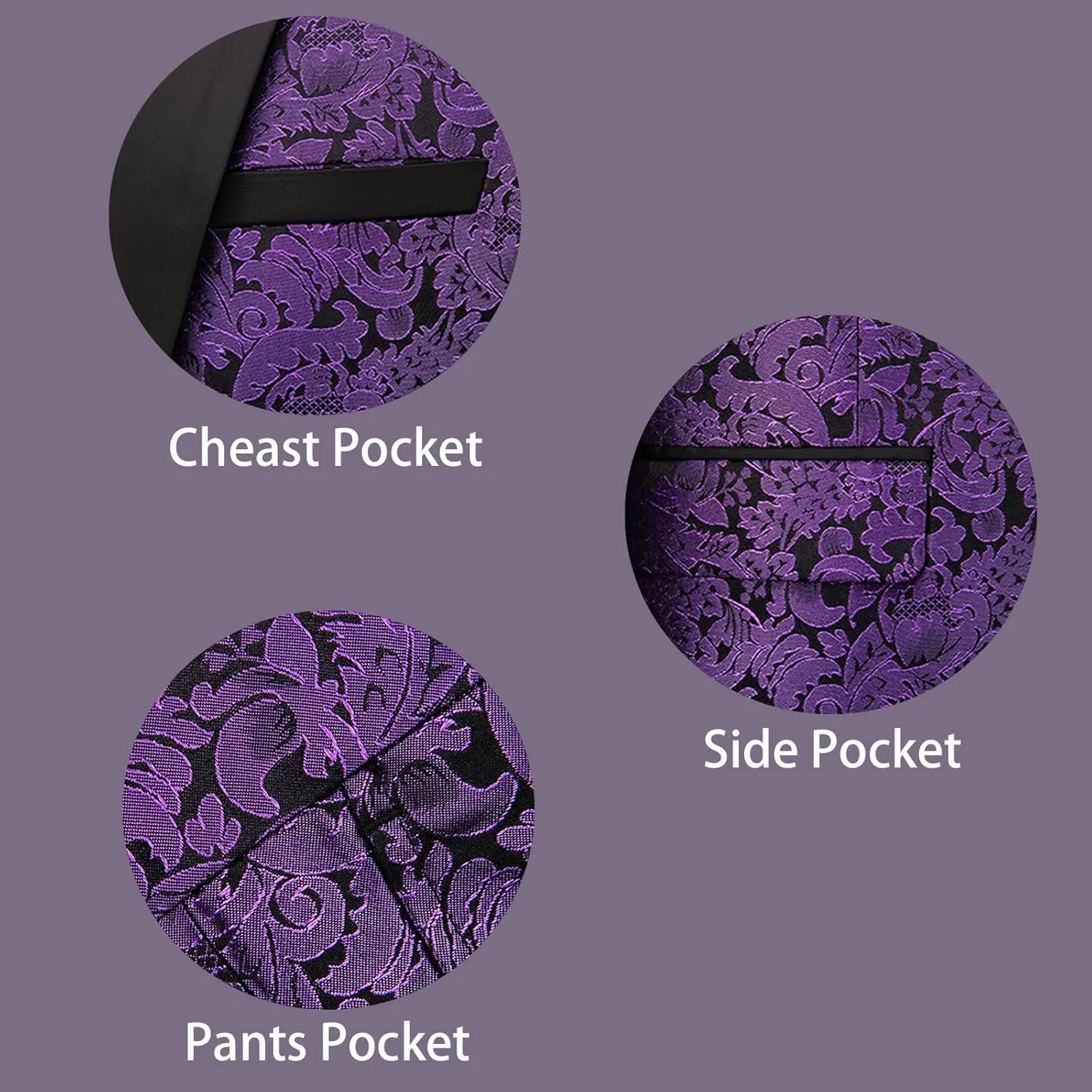 Rogers & Morris Tuxedo Suits for Men Regular fit 3 Piece Pasiley Floral Patterm Homecoming Outfits