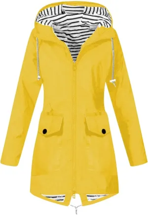 SGASY Rain Jacket Women 2024 Fall Lightweight Waterproof Raincoat Windbreaker Anorak Jacket Outdoor Hooded Trench Coats