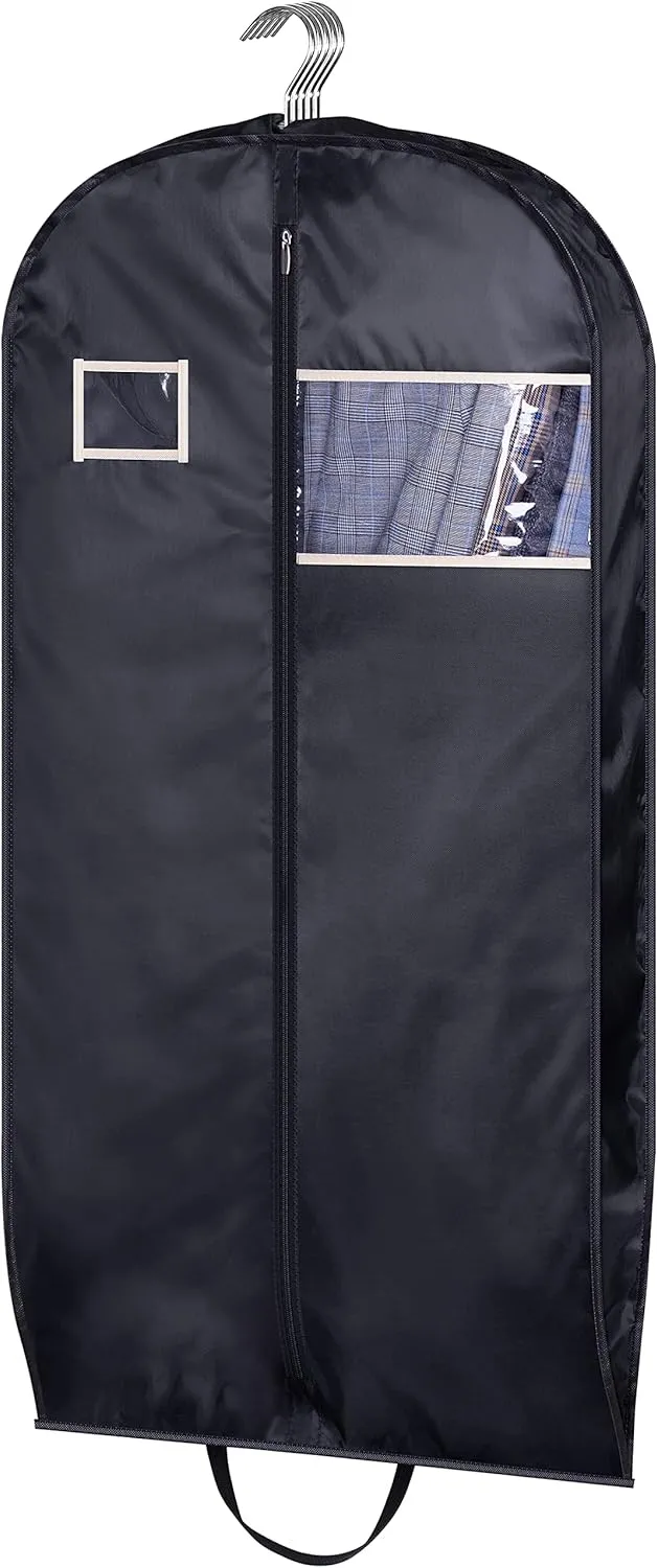 SLEEPING LAMB Water Resistant Suit Bags for Men Travel Gusseted Garment Bags Foldable Closet Hanging Clothes Storage for Coats, Jackets, Shirts, 43'', Black