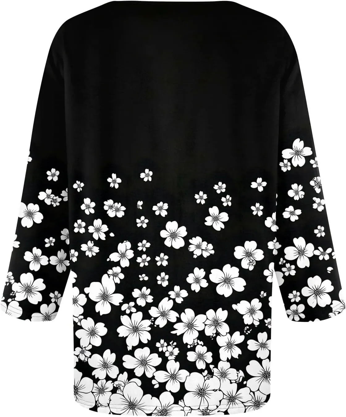 Summer Shirts for Women,Women's Floral Print V-Neck 3/4 Sleeve Casual Blouse Top Elegant Spring Summer Fashion