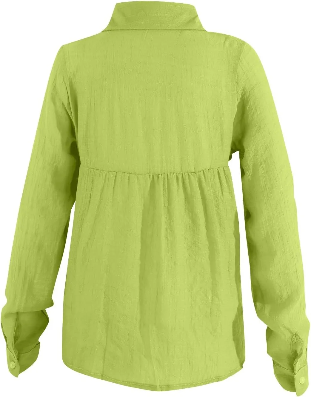 Tops for Women Trendy Summer Casual Plus Size Button Down T-Shirt Long Sleeve Linen Lightweight Fit Top with Pocket