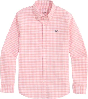 vineyard vines Boys Skysail Gingham Performance Cotton Shirt