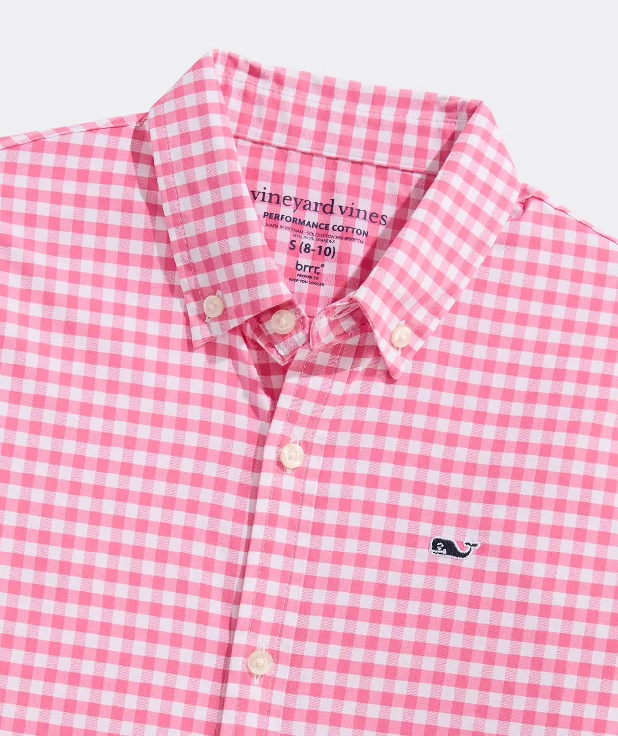 vineyard vines Boys Skysail Gingham Performance Cotton Shirt