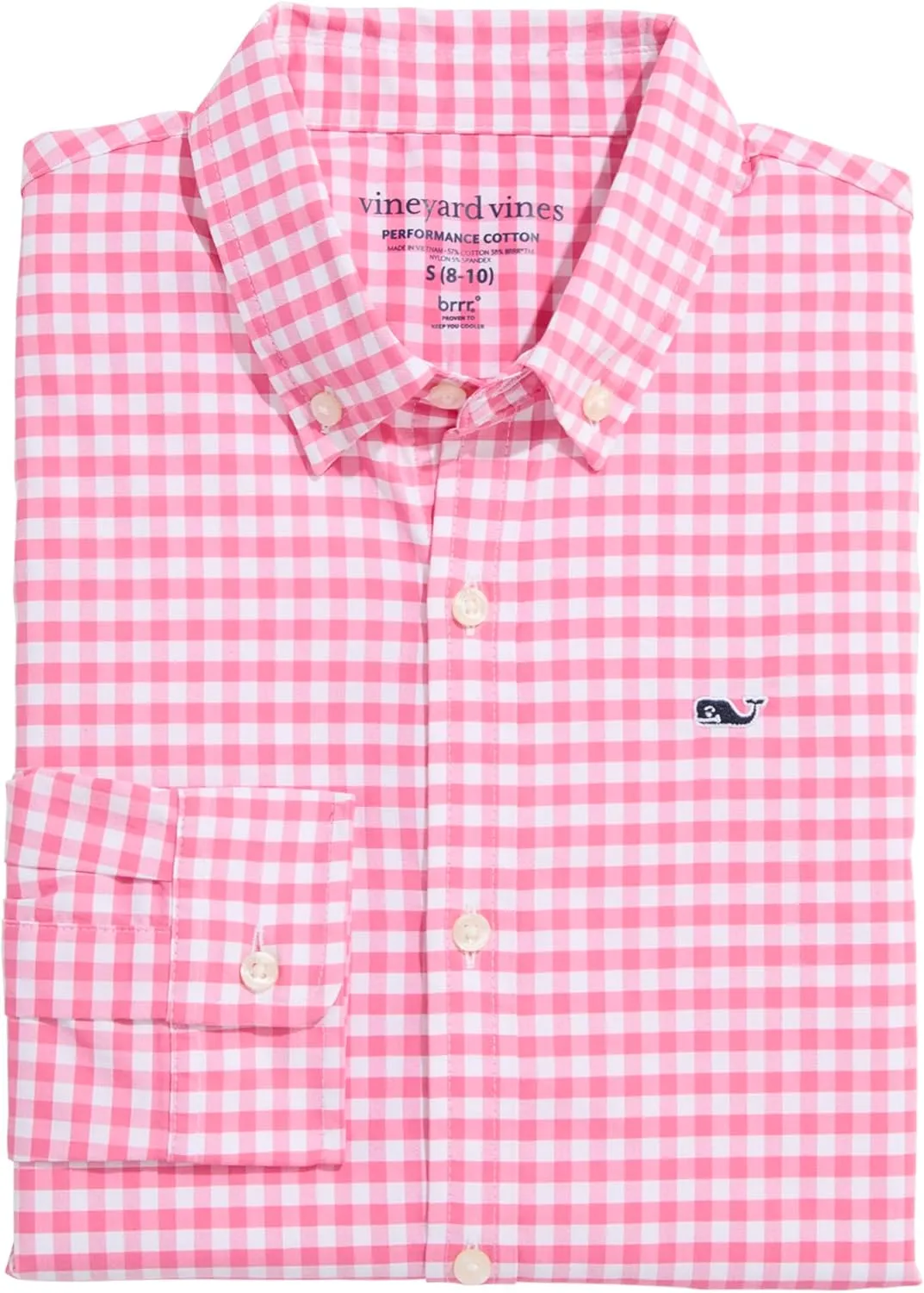 vineyard vines Boys Skysail Gingham Performance Cotton Shirt