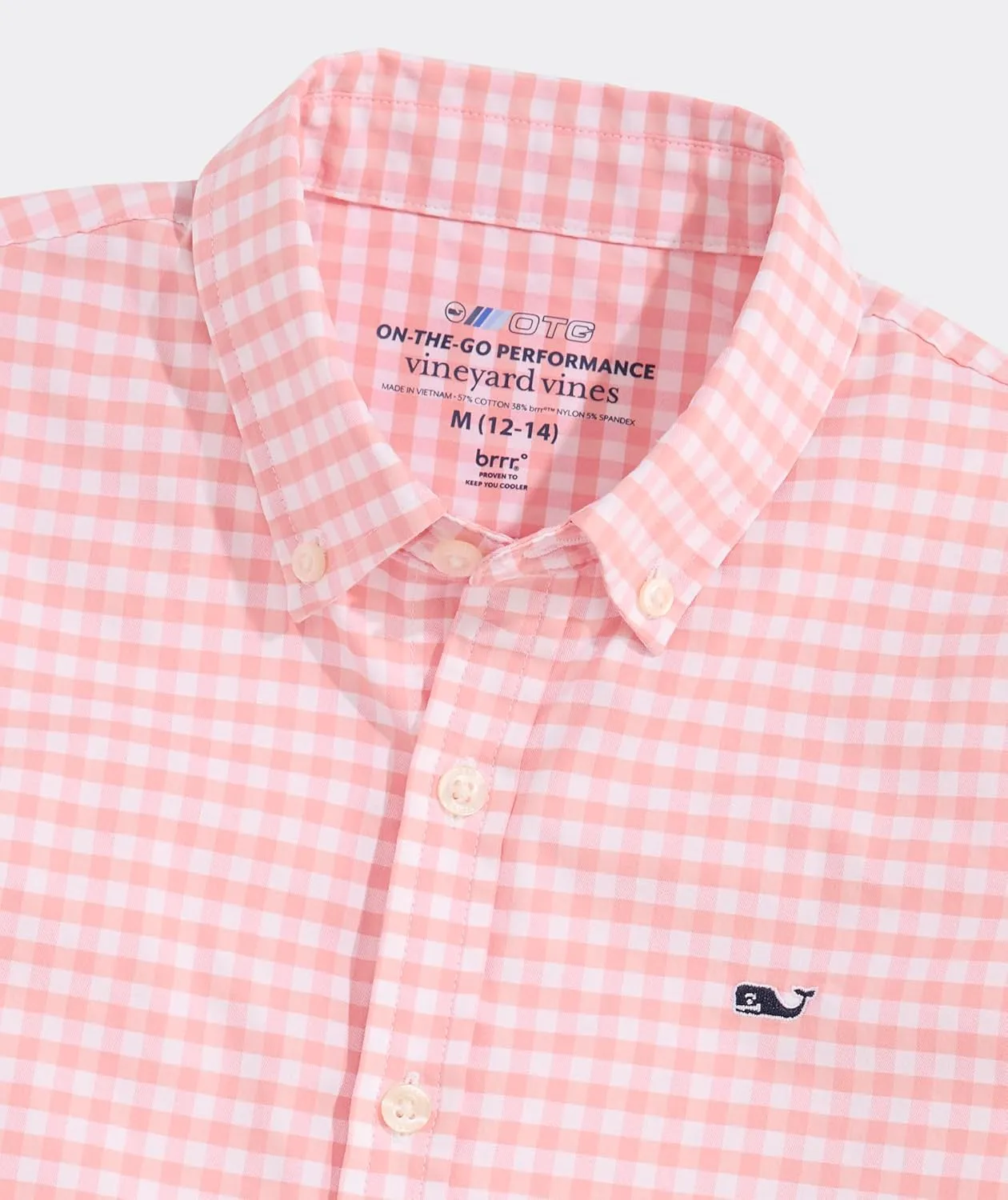 vineyard vines Boys Skysail Gingham Performance Cotton Shirt