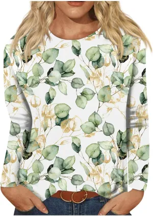 Vintage Tees for Women Women's Fashion Casual Round Neck Long Sleeve Printed T-Shirt Top