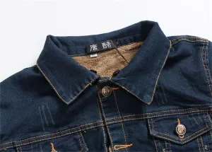 VIVICOLOR Mens Dark Sherpa Fleece Lined Denim Trucker Jackets Winter Warm Cowboy Jean Coats,M-4XL