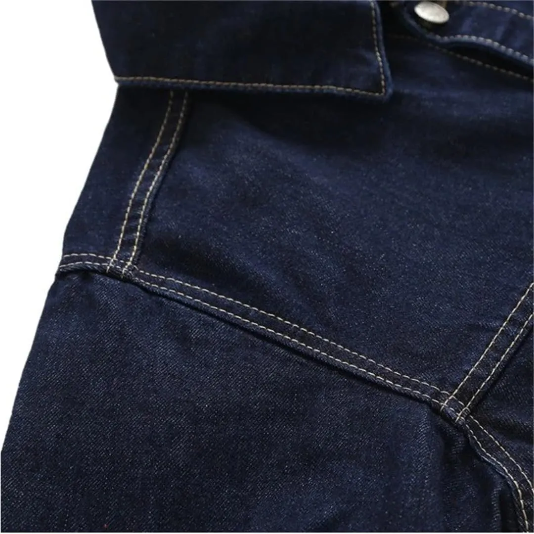 Vsadsau Women's Denim Jacket Retro Buttons Loose Casual Long Sleeve Lapel Jean Coats