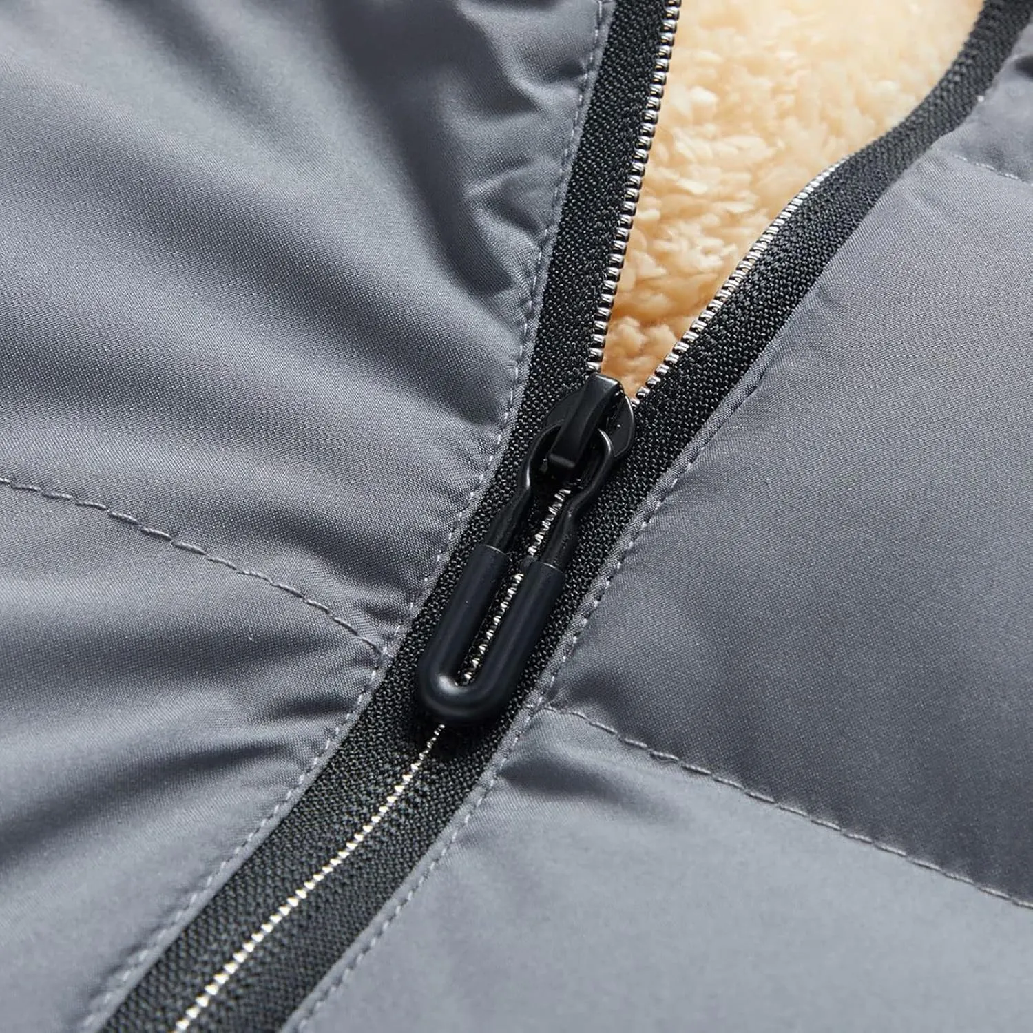 WENKOMG1 Winter Sherpa Lined Vest For Man,Solid Fleece Lined Packable Sleeveless Outerwear Zip Up Ski Vest Big And Tall
