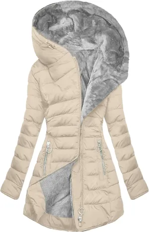 Winter Coats for Women 2024 Plus Size Fleece Lined Hood Zip up Padded Jacket Casual Thicken Warm Puffer Parka Outwear