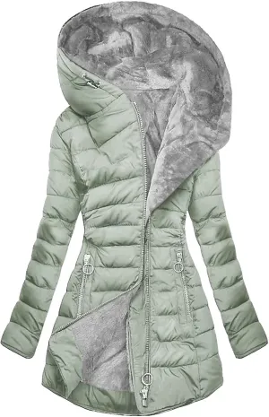 Winter Coats for Women 2024 Plus Size Fleece Lined Hood Zip up Padded Jacket Casual Thicken Warm Puffer Parka Outwear