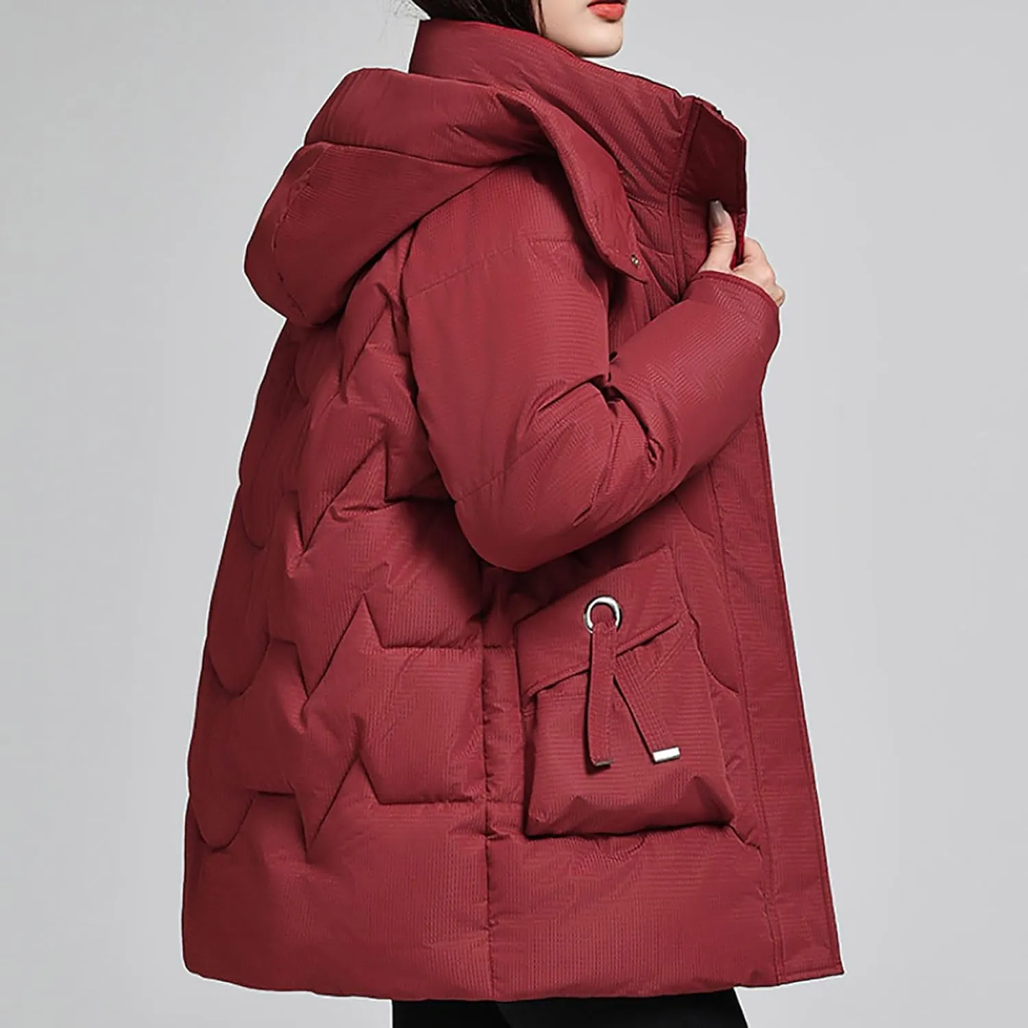 Winter Jackets for Women Plus Size Full Zip Long Sleeve Puffer Parka Jackets Baggy Casual Warm down Coats with Pocket