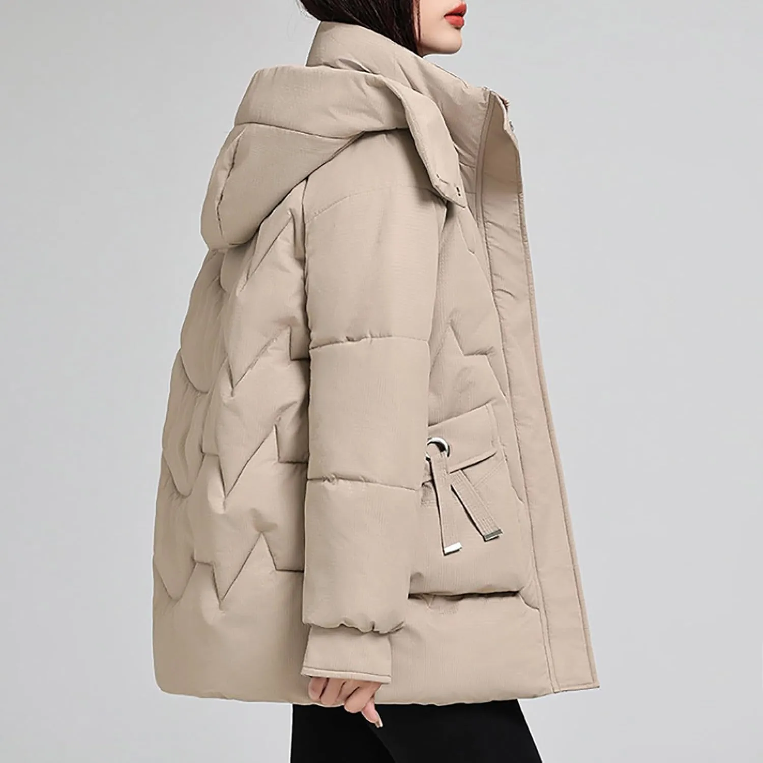 Winter Jackets for Women Plus Size Full Zip Long Sleeve Puffer Parka Jackets Baggy Casual Warm down Coats with Pocket