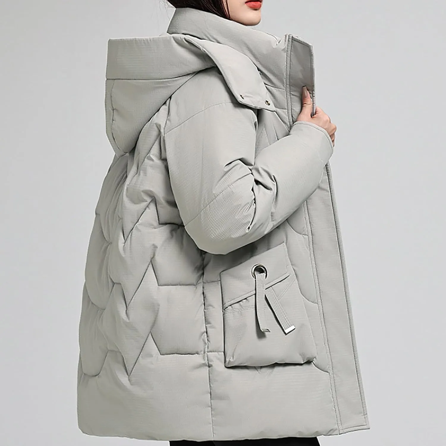 Winter Jackets for Women Plus Size Full Zip Long Sleeve Puffer Parka Jackets Baggy Casual Warm down Coats with Pocket