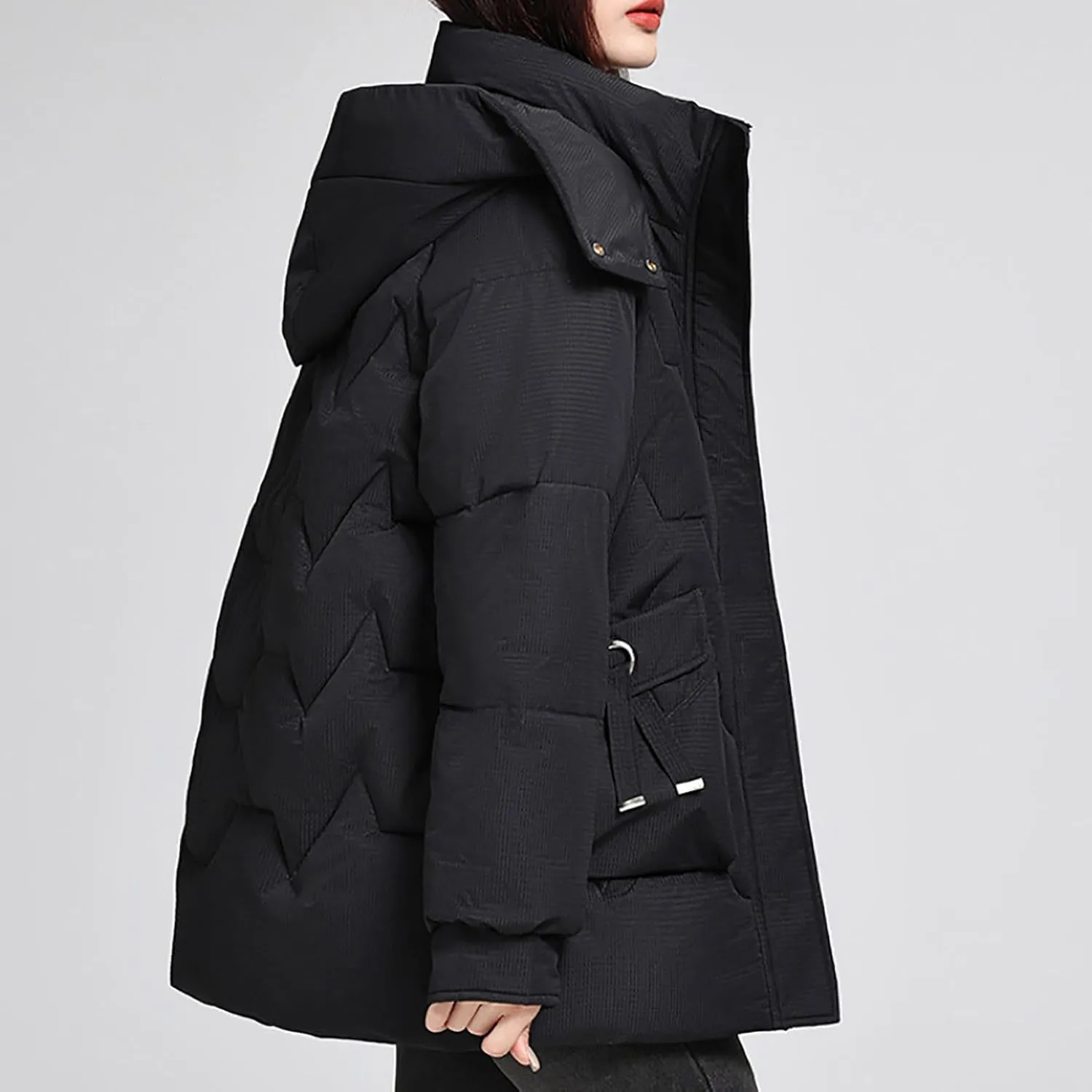 Winter Jackets for Women Plus Size Full Zip Long Sleeve Puffer Parka Jackets Baggy Casual Warm down Coats with Pocket