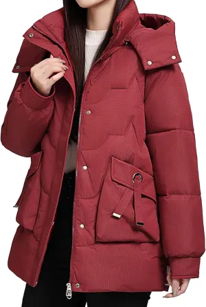 Winter Jackets for Women Plus Size Full Zip Long Sleeve Puffer Parka Jackets Baggy Casual Warm down Coats with Pocket