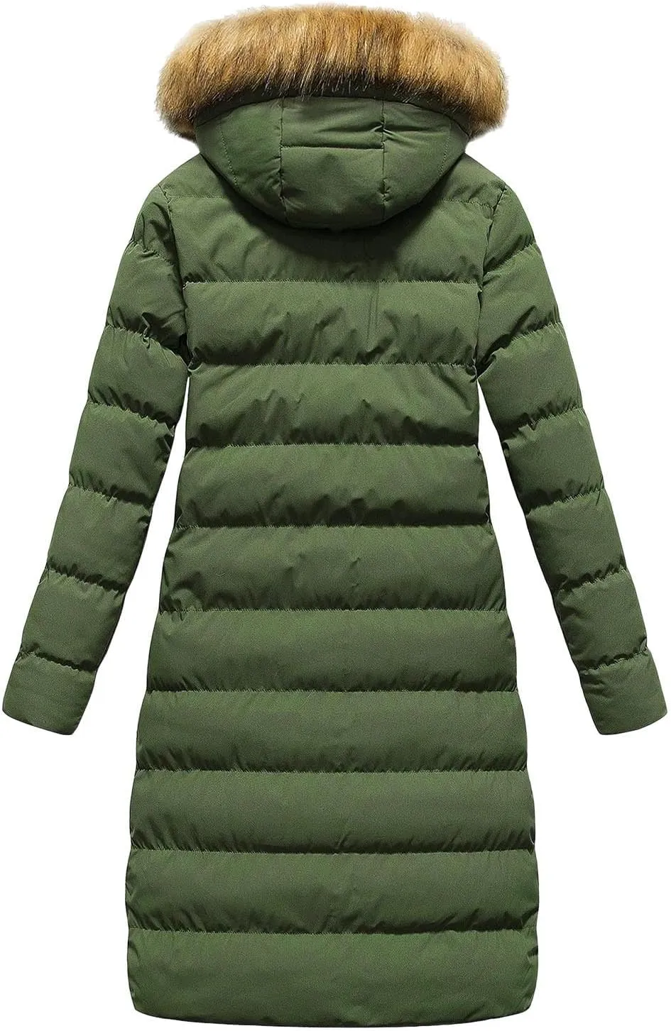 Winter Simple Solid Zipper Long Puffer Coat for Womens Warm Casual Slim Quilted Down Coat Long Sleeve Hooded Jacket