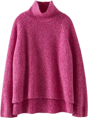 Women Cashmere Sweater Turtleneck Pullover Oversize Loose Knitwear Luxury Tops