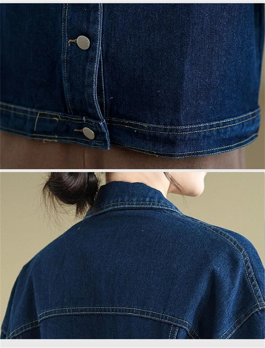 Women Single-Breasted Denim Jacket Coat Loose Long Sleeve Tops Jean Coats