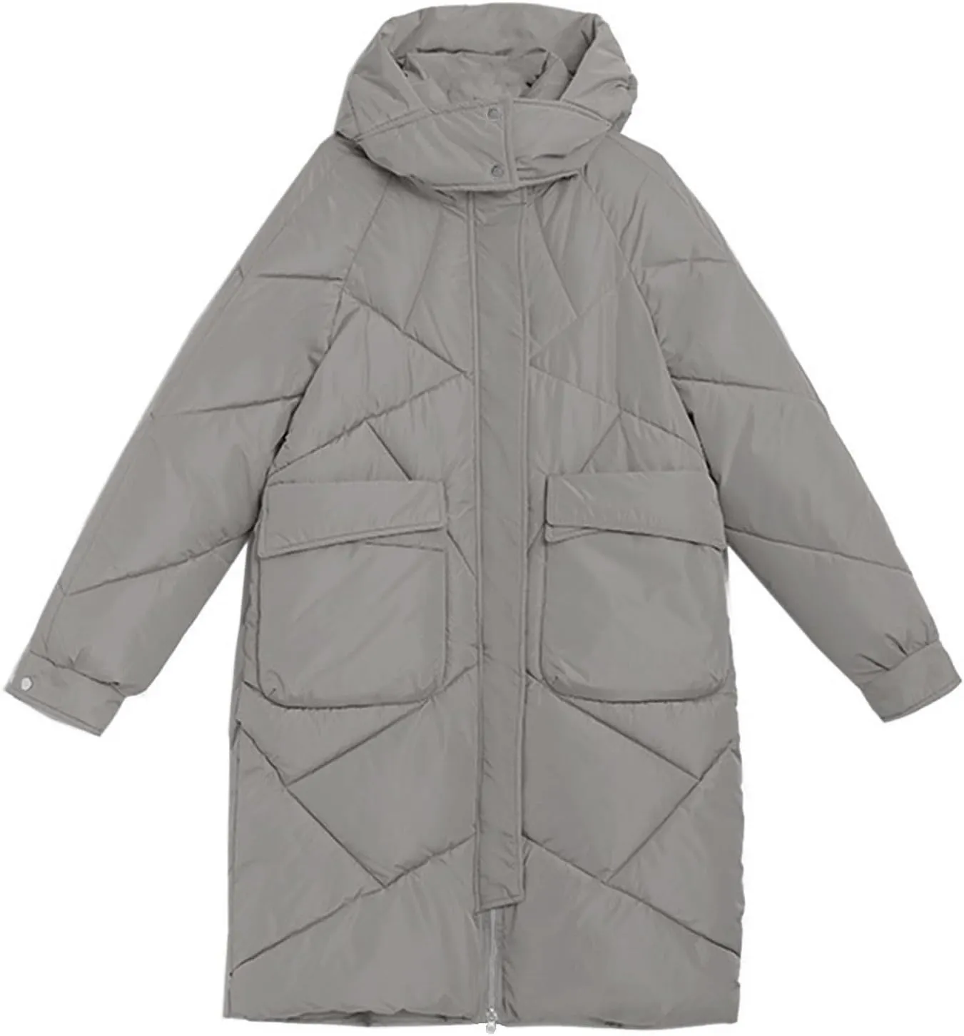 Women's 2024 Long Puffer Jacket Thickened Winter Coat Drawstring Hooded Zip Puffer Jacket Quilted Baggy Down Parka