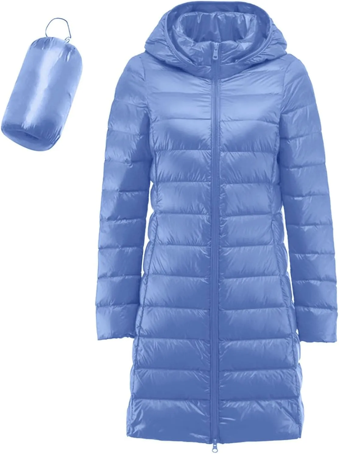 Womens 2024 Winter Long Coats Lightweight Packable Warm Puffer Jacket Hooded Removable Qulited Jackets Casual Outwear