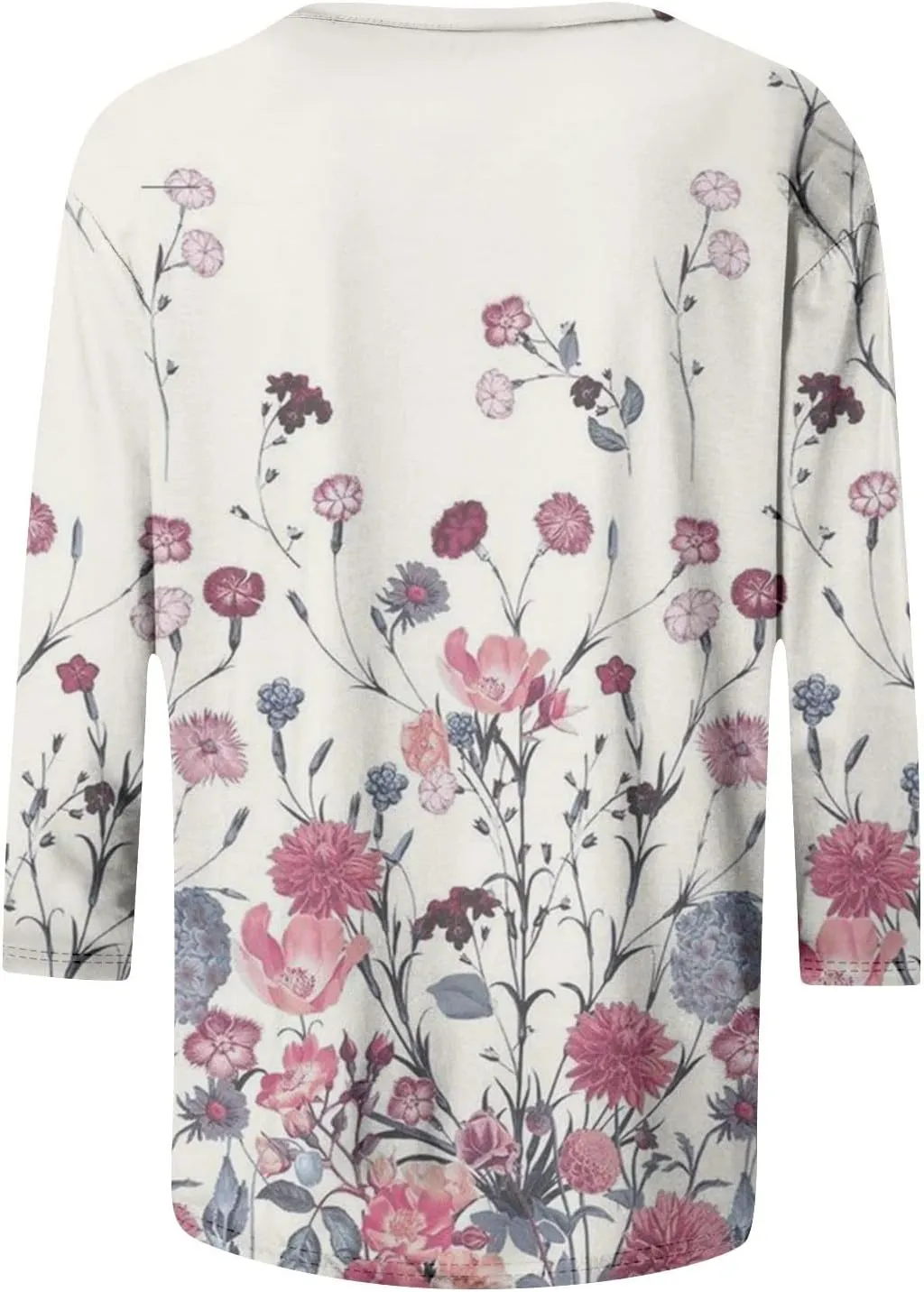 Womens 3/4 Length Sleeve Tops 2024, Valentines and Casual Fashion Style Shirts Crew Neck Loose-Fitting Blouses
