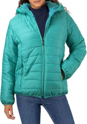 Womens Classic Solid Quilted Puffer Coat Long Sleeve Hooded Down Coat Casaul Warm Pocket Overcoat Daily Winter Clothes