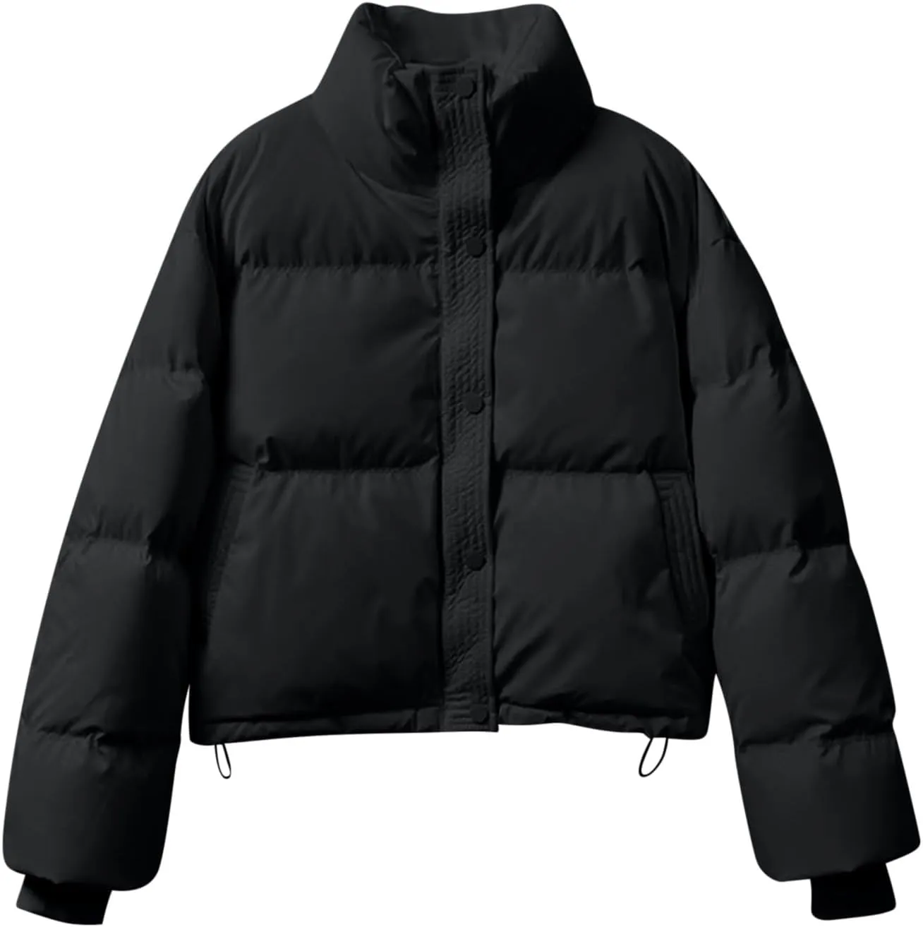 Womens Cropped Puffer Jackets 2024 Zip up Long Sleeve Solid Fluffy down Coats Lightweight Cute Casual Winter Outwear