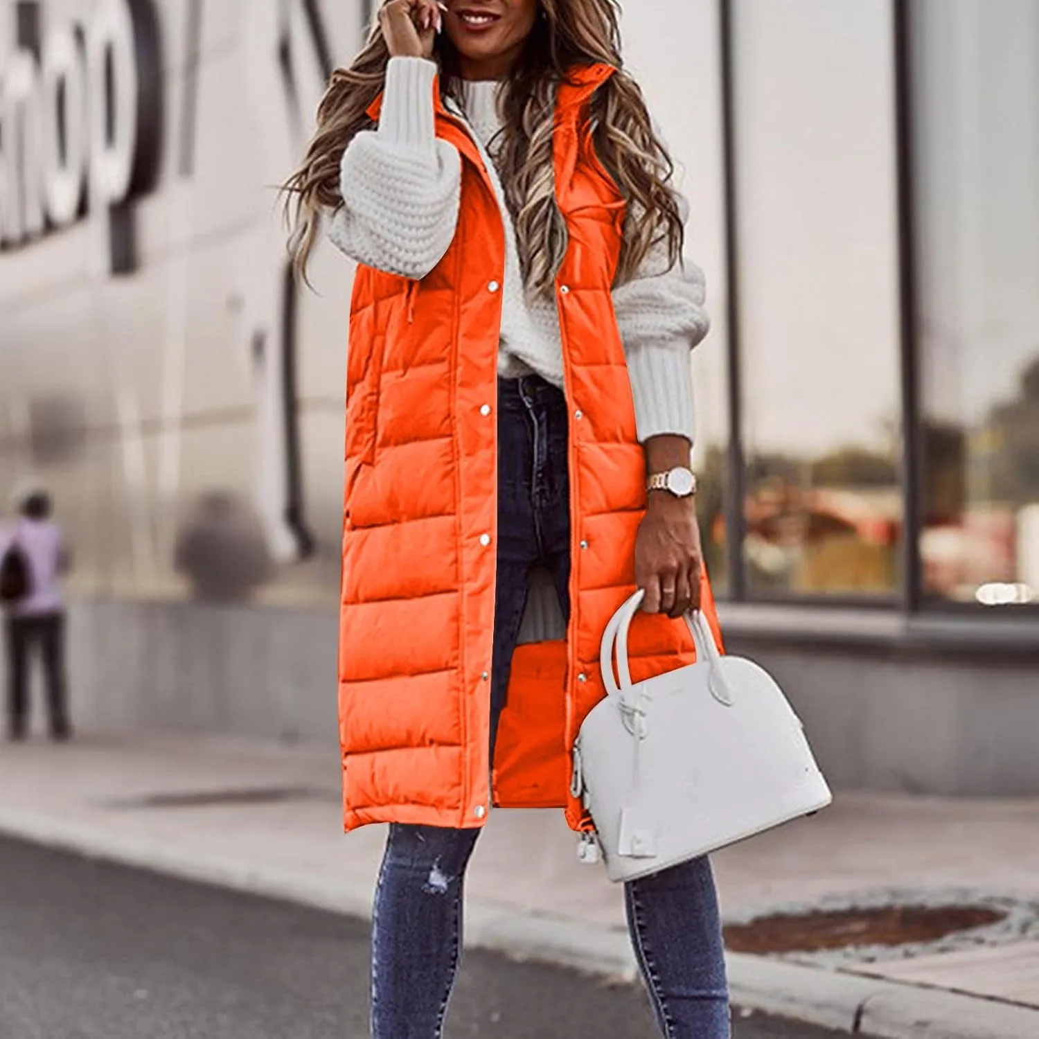 Womens Fashion Leisure Puffer Jacket Vest Classic Solid Sleeveless Gilet Plus Size Hooded Outwear 2024 Winter Coats