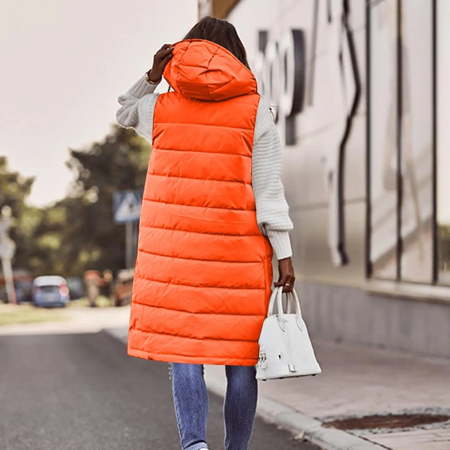 Womens Fashion Leisure Puffer Jacket Vest Classic Solid Sleeveless Gilet Plus Size Hooded Outwear 2024 Winter Coats