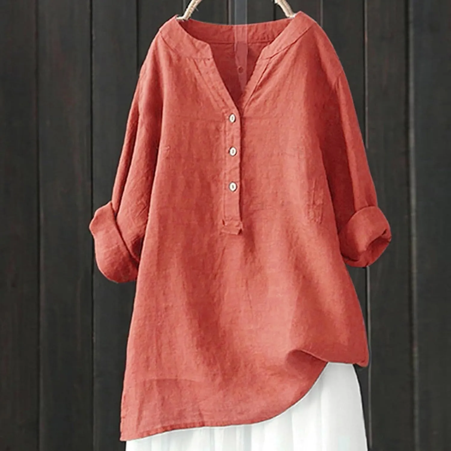 Women's Linen Button Down Shirts 2025 Short Sleeve V Neck Tshirts Light Weight Plain Blouses Casual Fit Tunic Tops