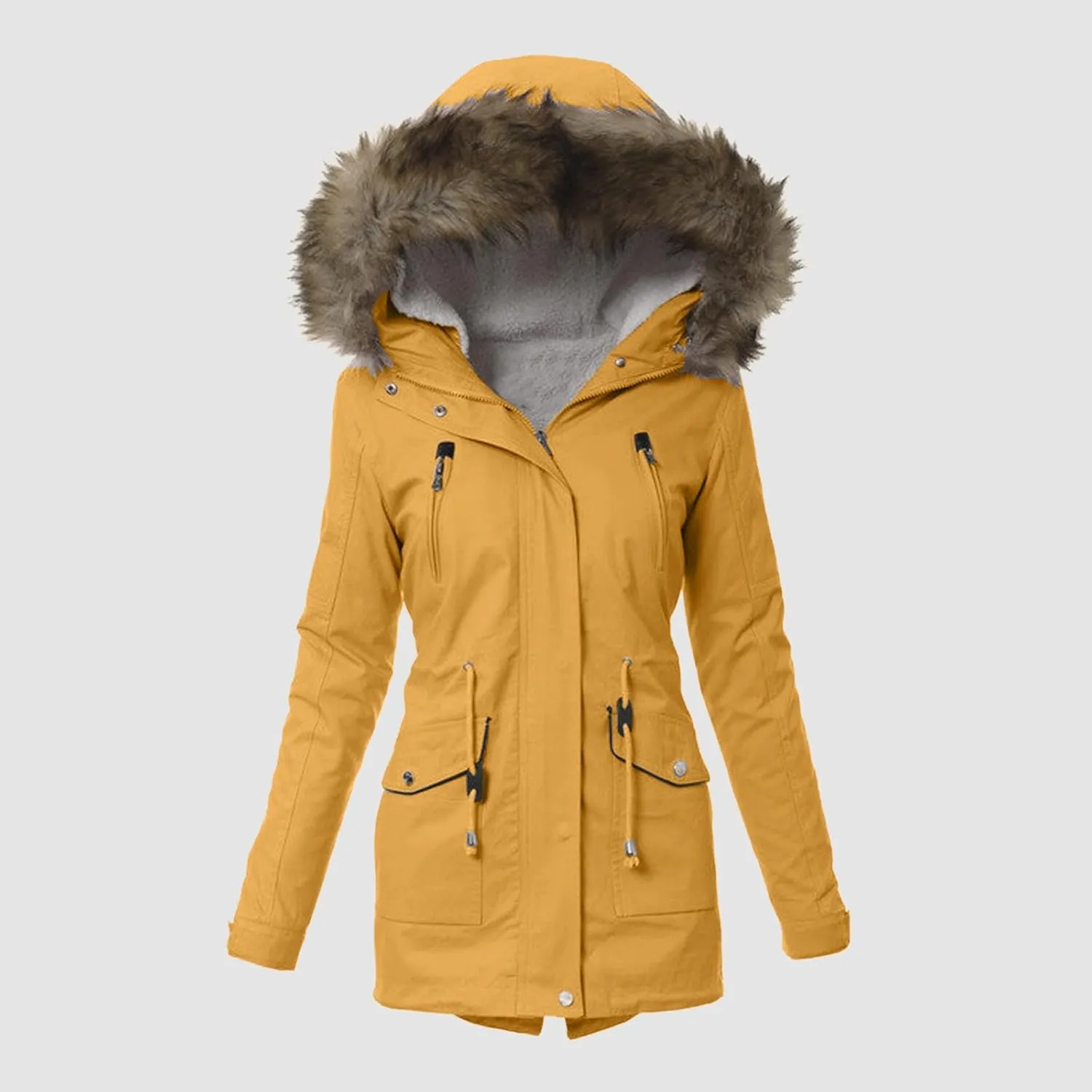 Womens Quilted Puffer Jacket Lightweight Hooded Long Sleeve Zip Up Fleece Coat Outdoor Overcoat 2024 Fashion Outwear