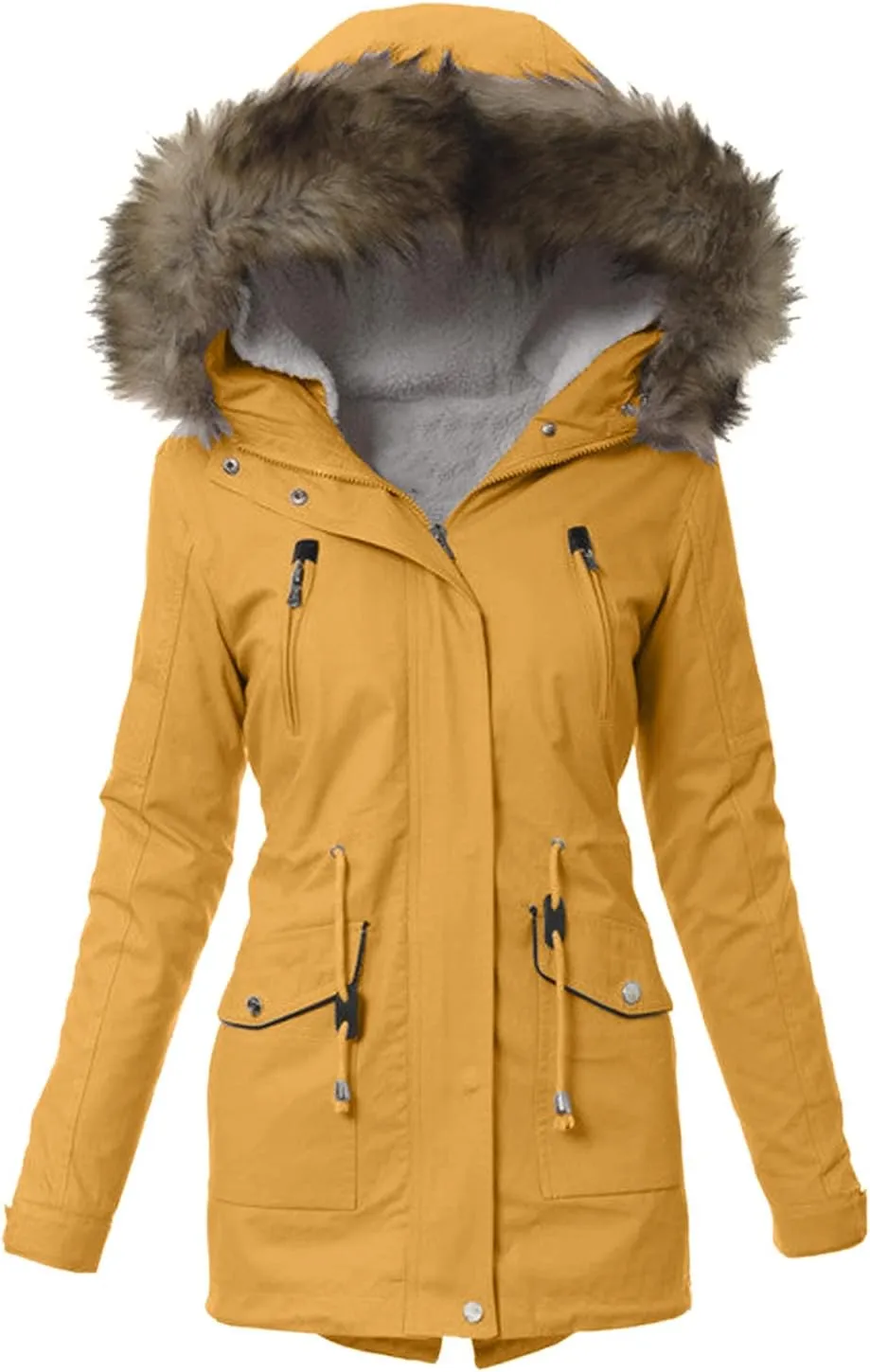 Womens Quilted Puffer Jacket Lightweight Hooded Long Sleeve Zip Up Fleece Coat Outdoor Overcoat 2024 Fashion Outwear