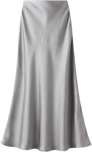 Women’s Satin Silk Midi Skirt Fishtail Mermaid High Waist Long Skirts