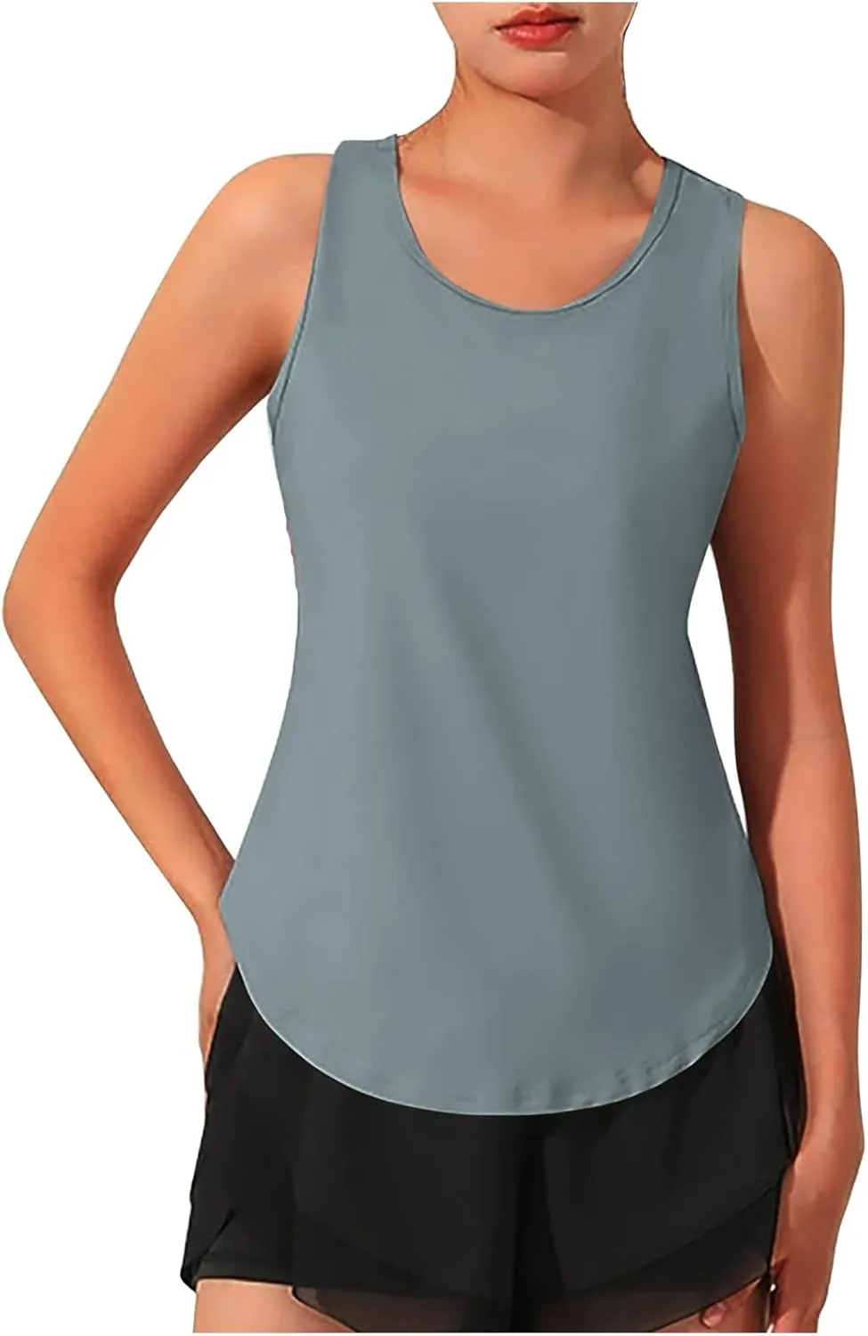 Women's Sleeveless Workout Tank Tops Quick Dry Loose Fit Crewneck Yoga Tops Casual Athletic Gym Running Tees Shirts