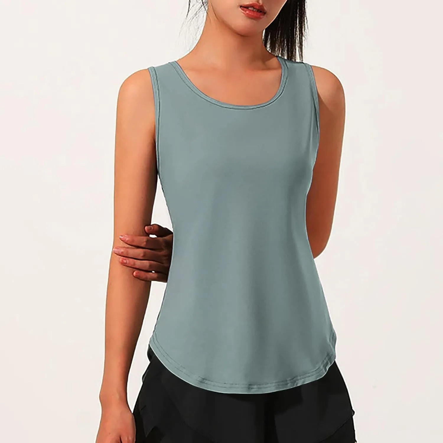 Women's Sleeveless Workout Tank Tops Quick Dry Loose Fit Crewneck Yoga Tops Casual Athletic Gym Running Tees Shirts