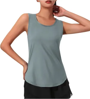 Women's Sleeveless Workout Tank Tops Quick Dry Loose Fit Crewneck Yoga Tops Casual Athletic Gym Running Tees Shirts