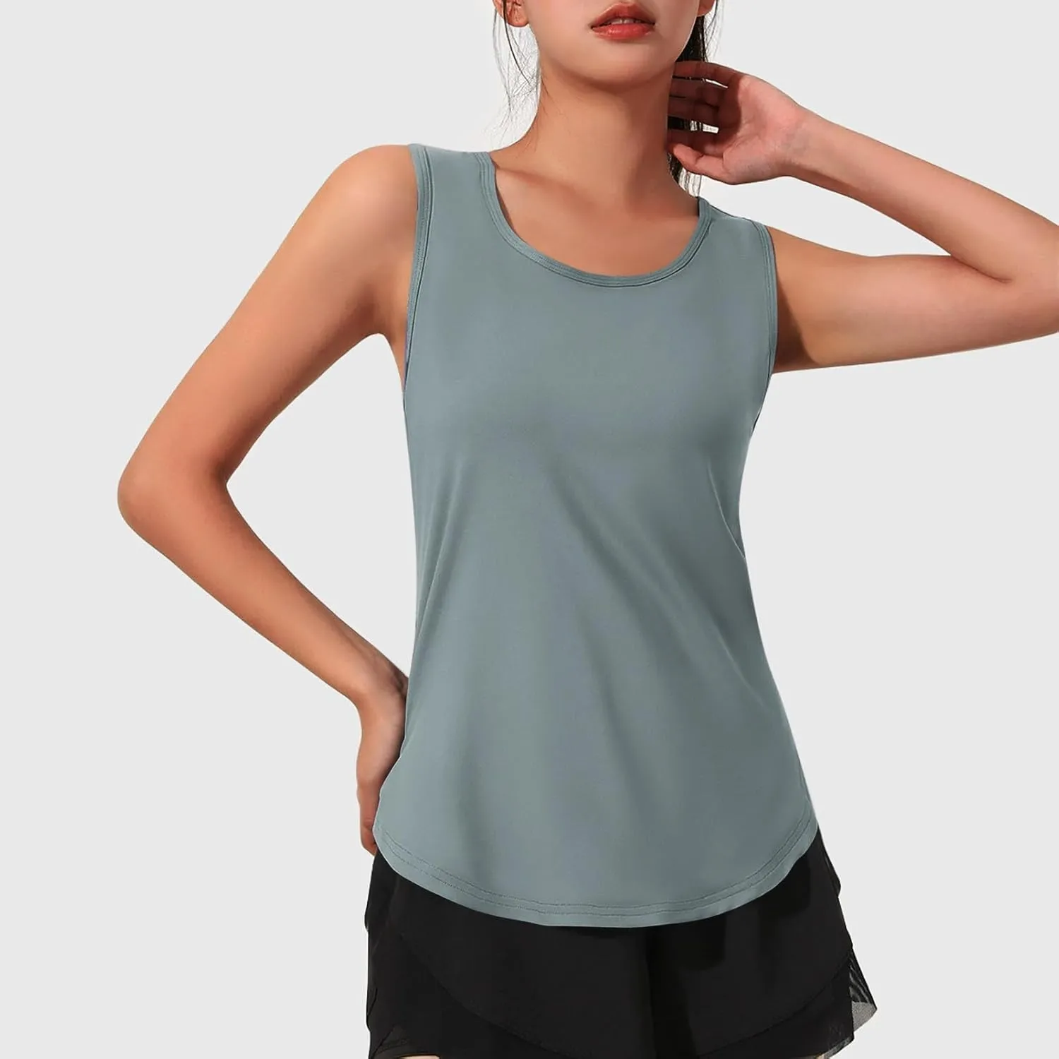 Women's Sleeveless Workout Tank Tops Quick Dry Loose Fit Crewneck Yoga Tops Casual Athletic Gym Running Tees Shirts