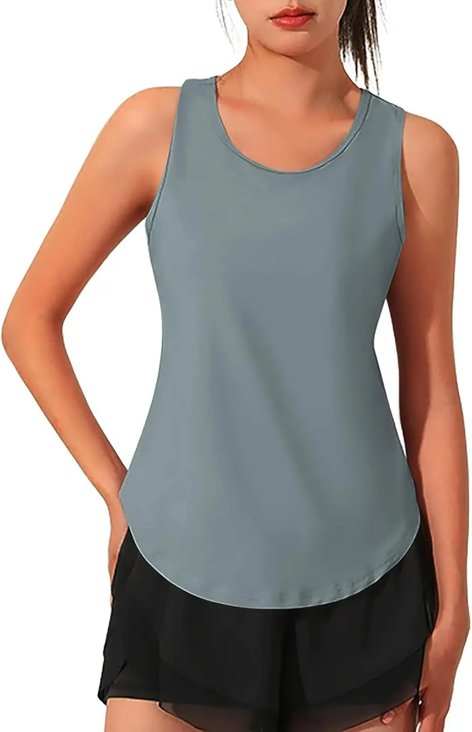 Women's Sleeveless Workout Tank Tops Quick Dry Loose Fit Crewneck Yoga Tops Casual Athletic Gym Running Tees Shirts