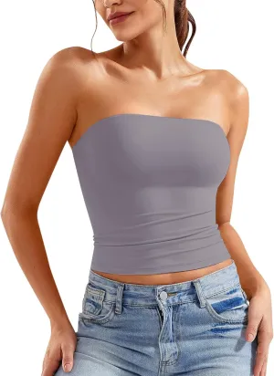 Womens Strapless Tube Tops Sexy Backless Sleeveless Bandeau Shirts Going Out Crop Top Summer Outfits 2025